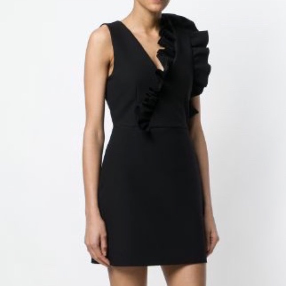 NWT MSGM Asymmetrical Black Ruffle Dress